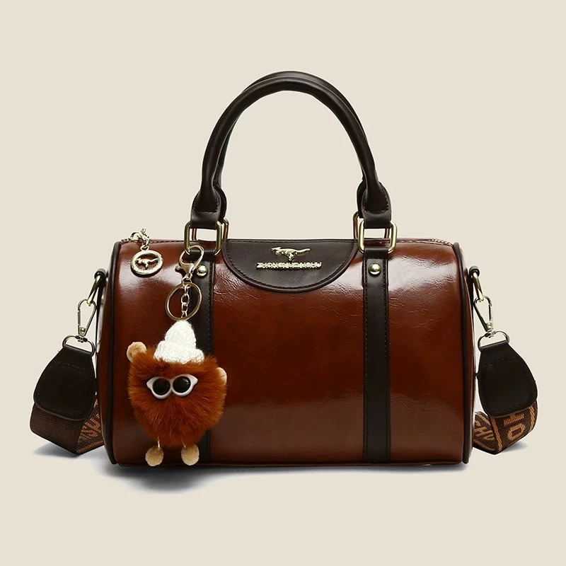 00Purse轻奢女包复古质感大容量手提波士顿包百搭单肩斜挎包6795