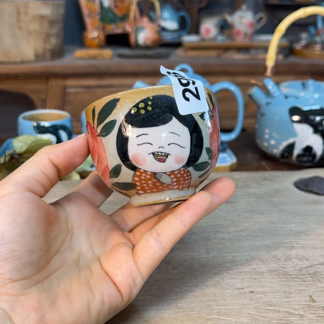 壶素浅陶瓷手工手绘