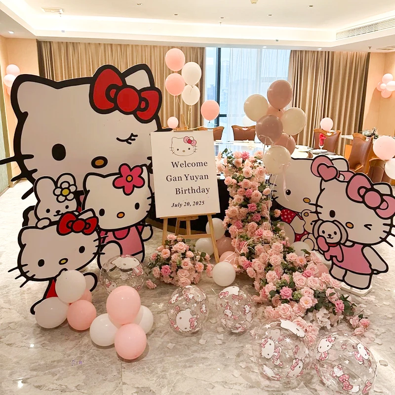 hellokitty生日场景布置装饰小公主儿童女孩18岁气球派对kt板背景