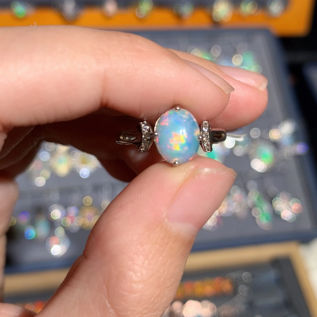 银S925镶嵌欧泊欧泊耳饰y