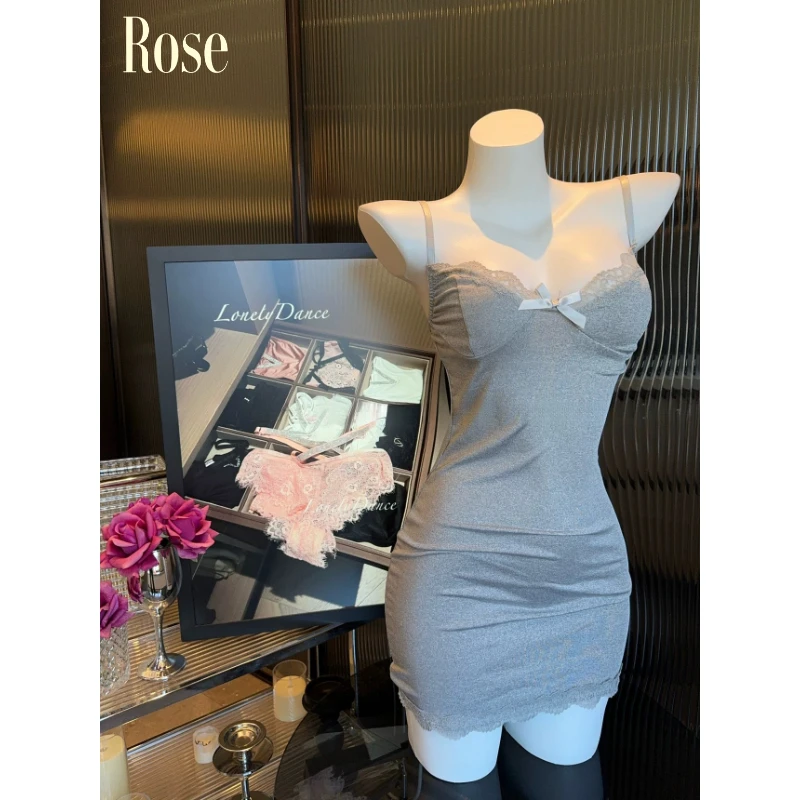晚瑰·Rose 初遇 纯欲风性感蕾丝包臀裙带胸垫显身材修身辣妹睡裙