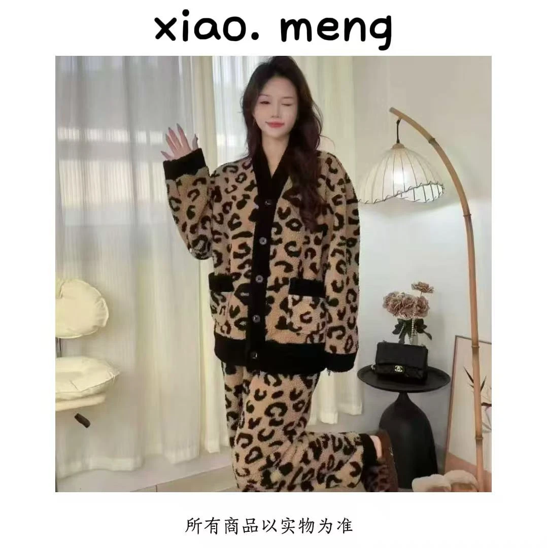 XP韩版豹纹睡衣套装