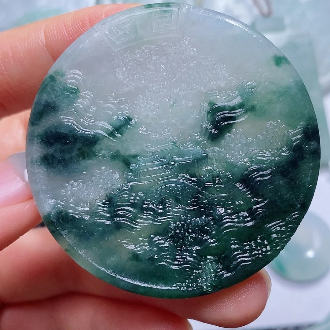 定制翡翠未镶嵌毛货付款后确认抛光