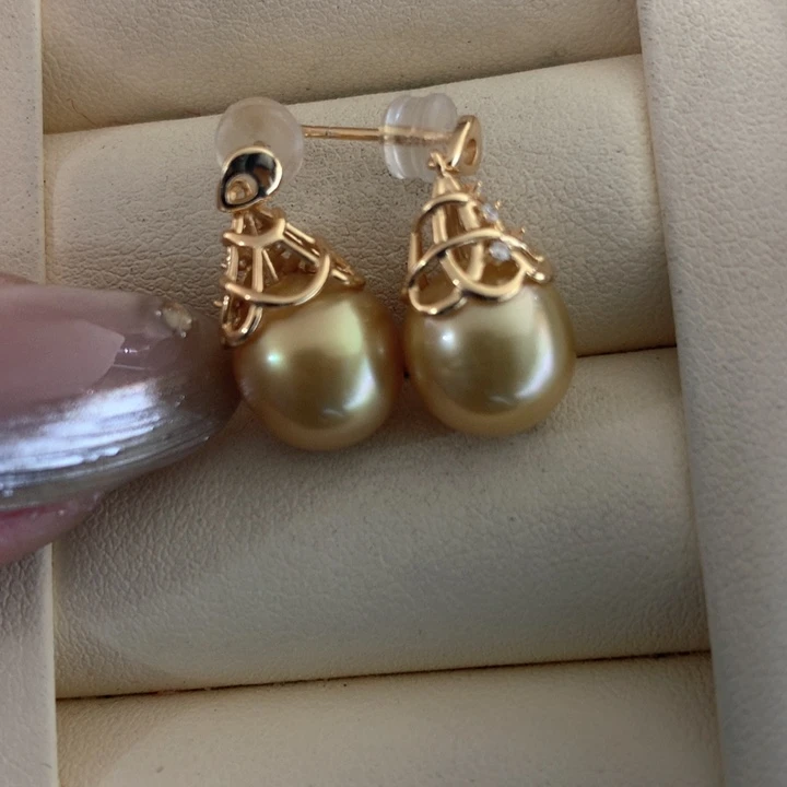 银S925镶嵌耳饰海水珍珠