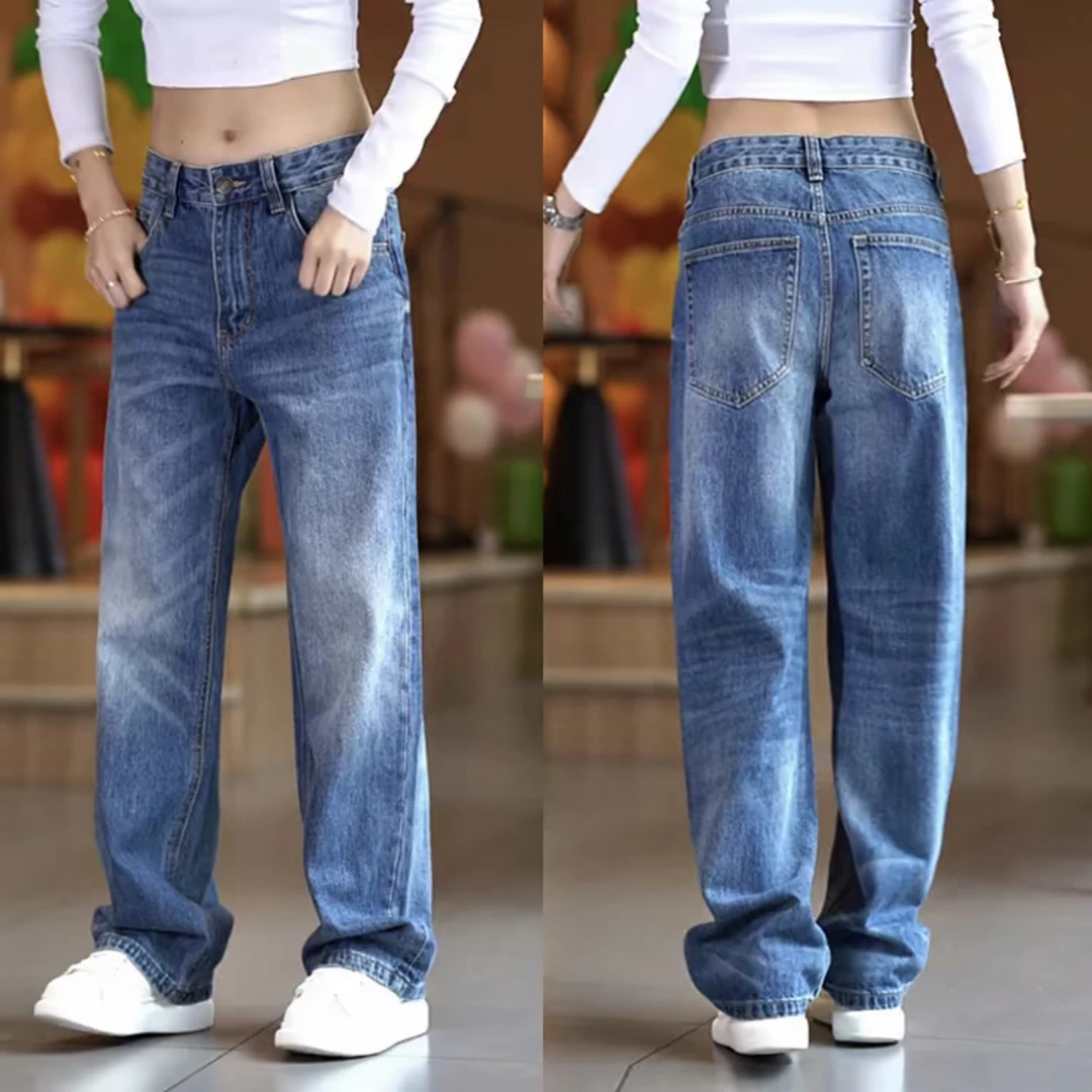 2025Clanfit 直筒宽松版型新款无弹阔腿水洗蓝牛仔男基础简约百搭