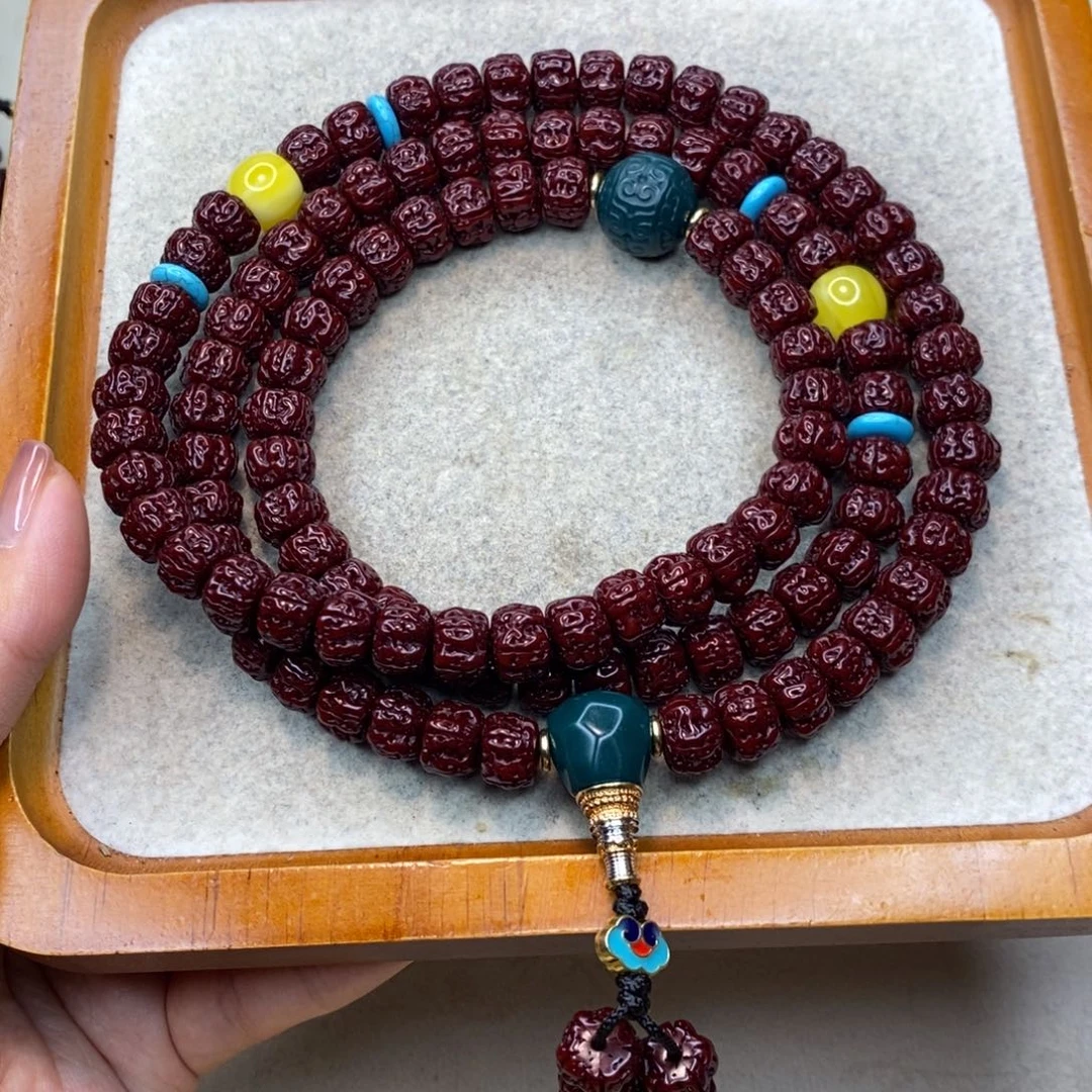 金刚菩提吊坠盘龙牛津红108 9-10