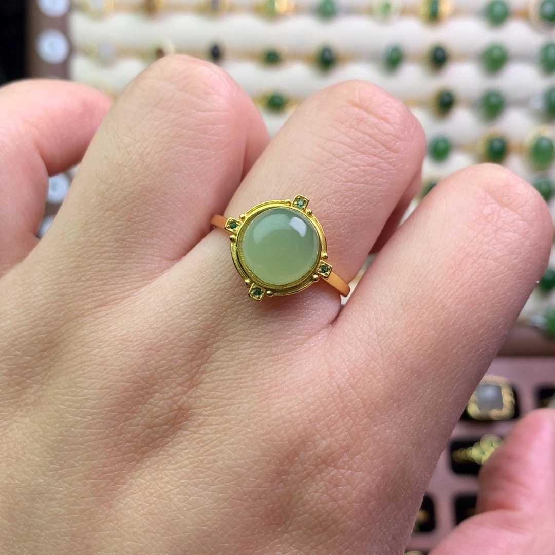 和田玉银S925镶嵌戒指