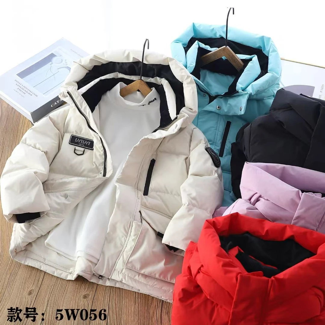 极寒保暖加厚羽绒服外套儿童冬季款锁温连帽中大童拉链5W056