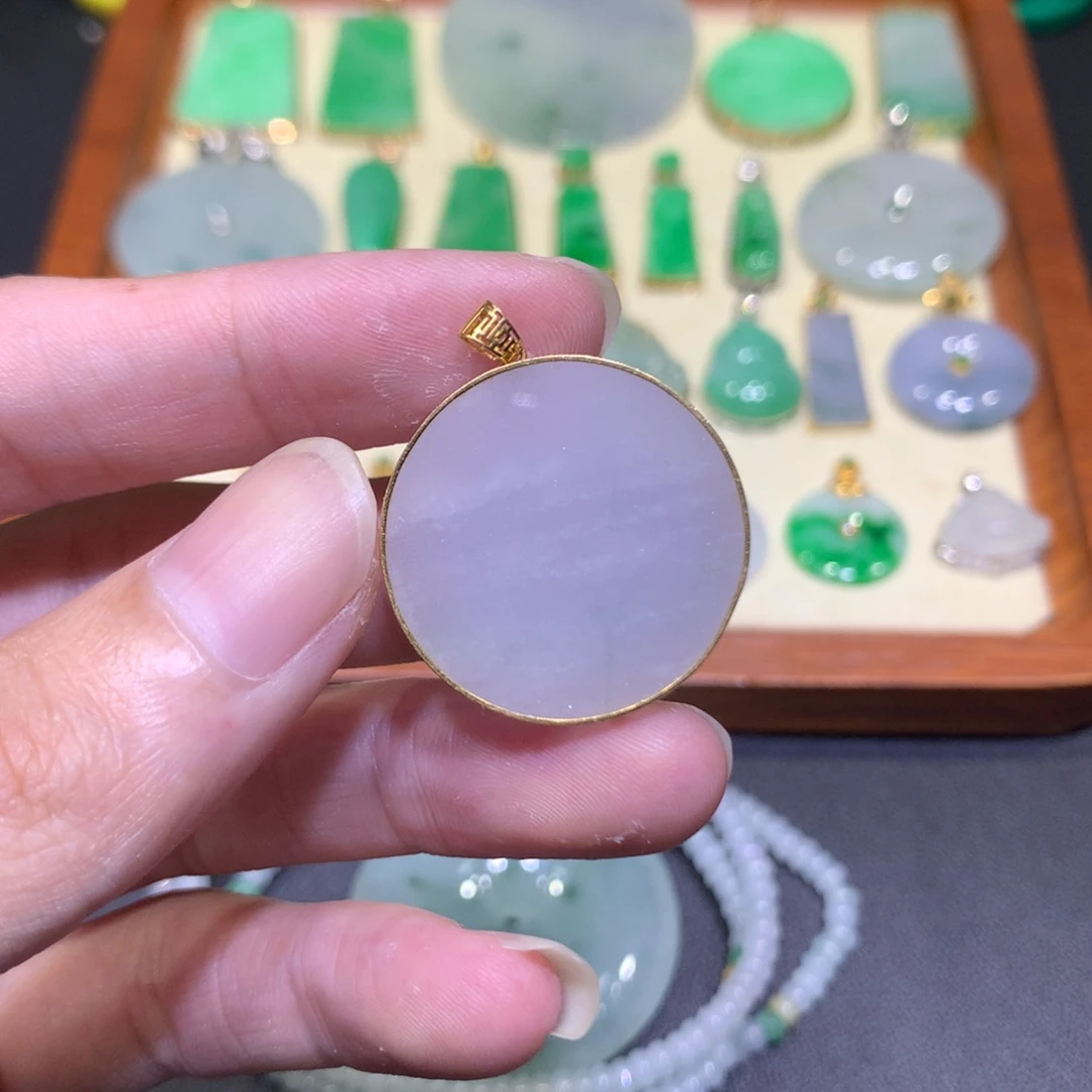 翡翠18K金镶嵌吊坠(不含链)