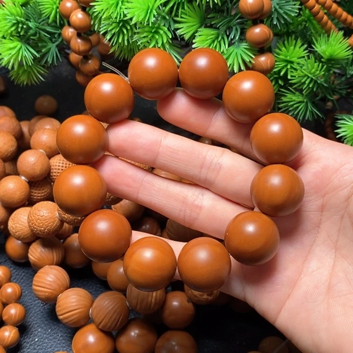 橄榄核手串1.95红料光珠