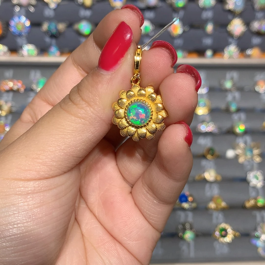 银S925镶嵌欧泊欧泊万能扣吊坠l