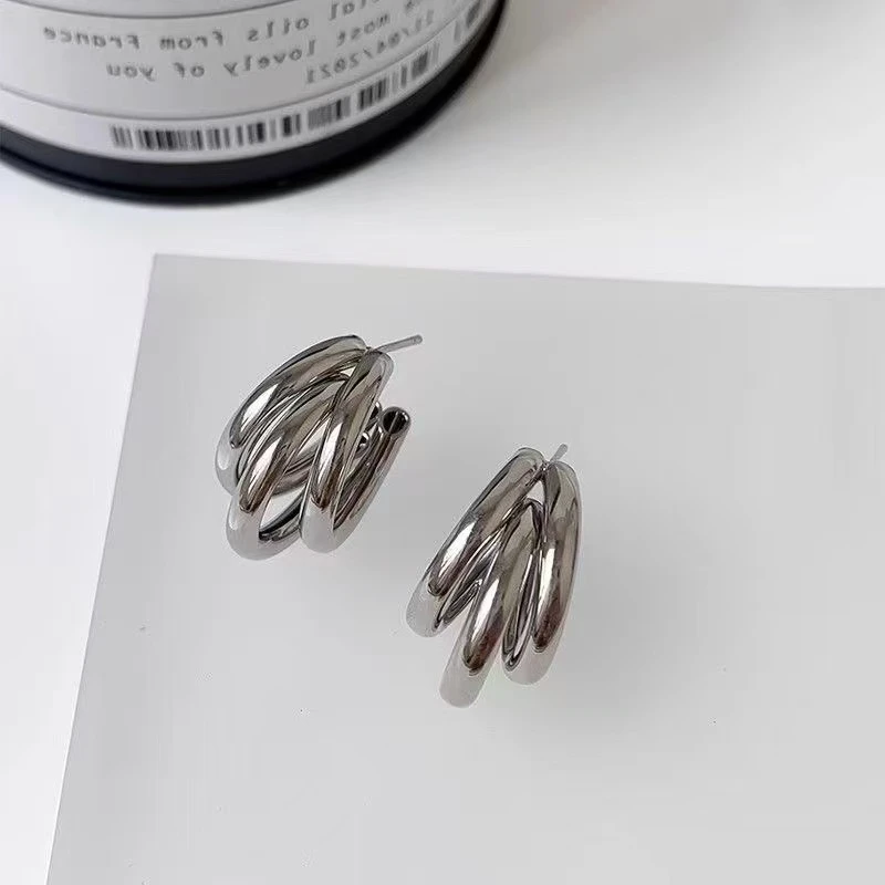 铜合金耳饰 金色半圆日韩耳环ins复古气质简约YF699