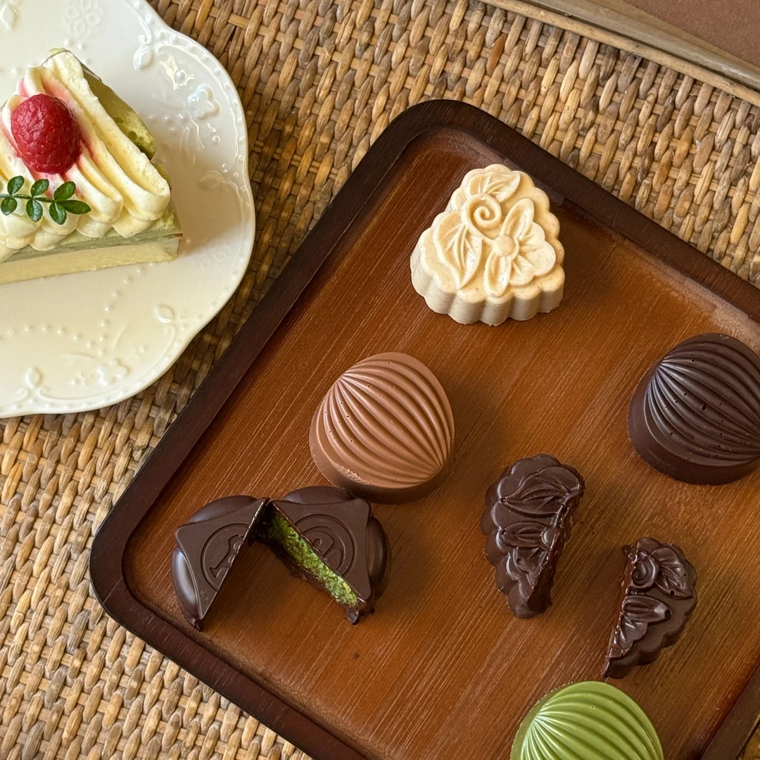 中秋手工巧克力月饼礼盒中秋月饼（甄选六粒装）月饼礼盒装黑巧克力