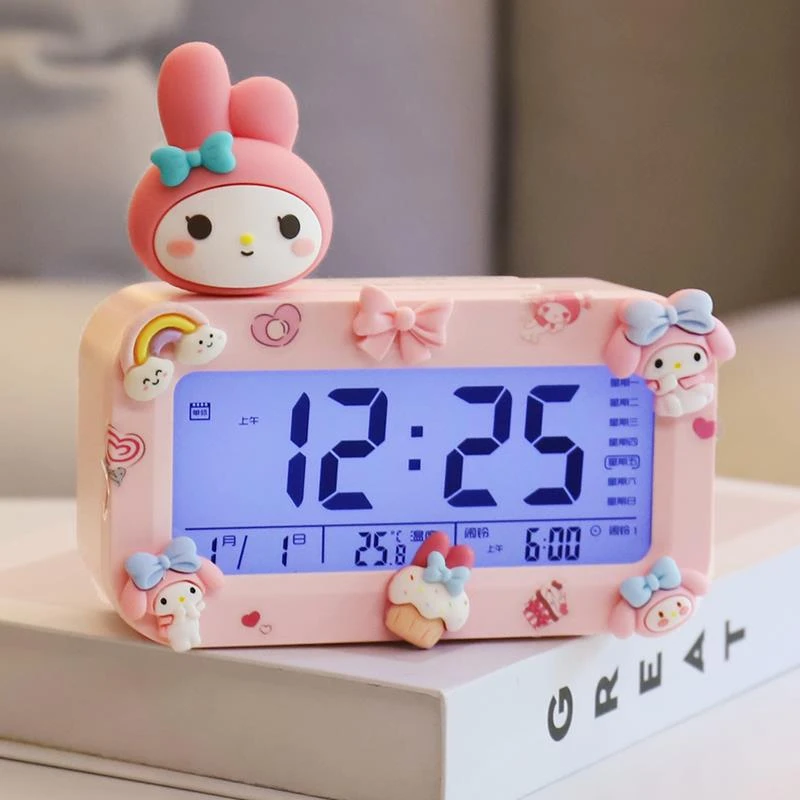 学生美乐蒂电子闹钟桌面可爱儿童2025叫醒女孩女童起床神器时钟