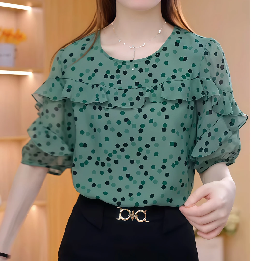 【抹茶奶绿】2025洋气新款时尚洋气减龄显瘦短袖衬衫女宽松休闲上衣