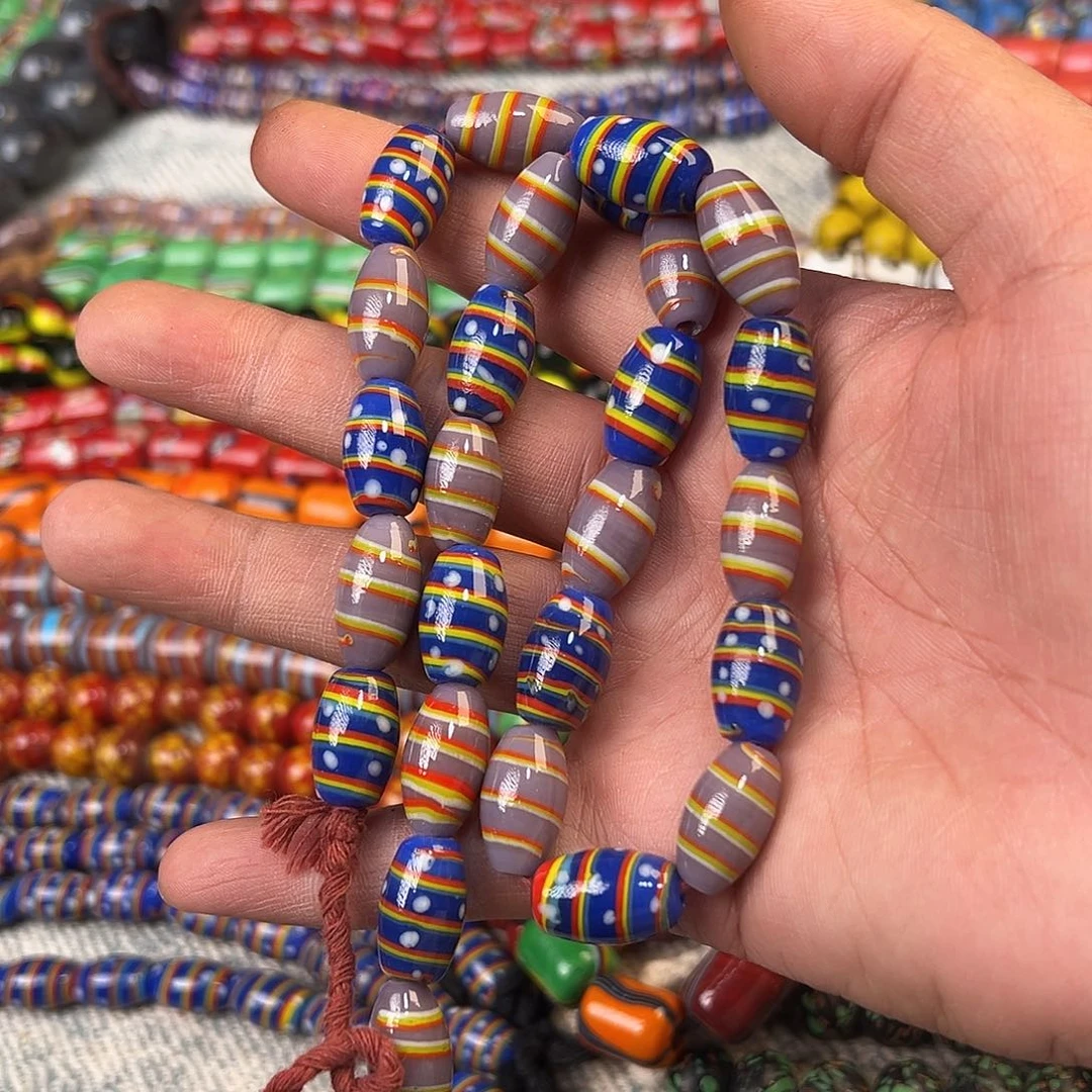 琉璃非金属混色花纹珠