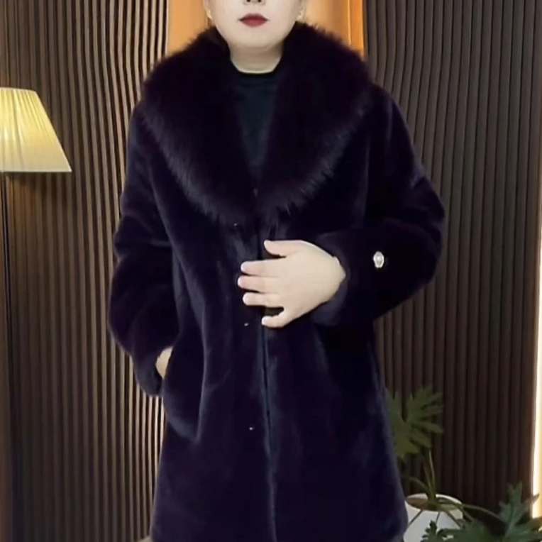 新款欧貂绒中长款【金标正品70衣长】毛领款气质时尚保暖外套