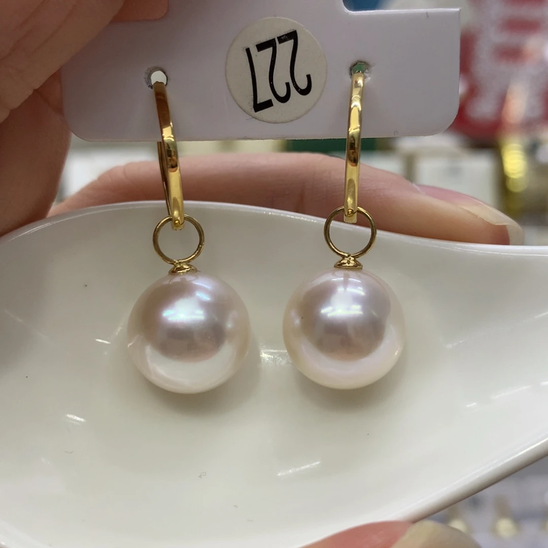 淡水珍珠耳饰18K金镶嵌