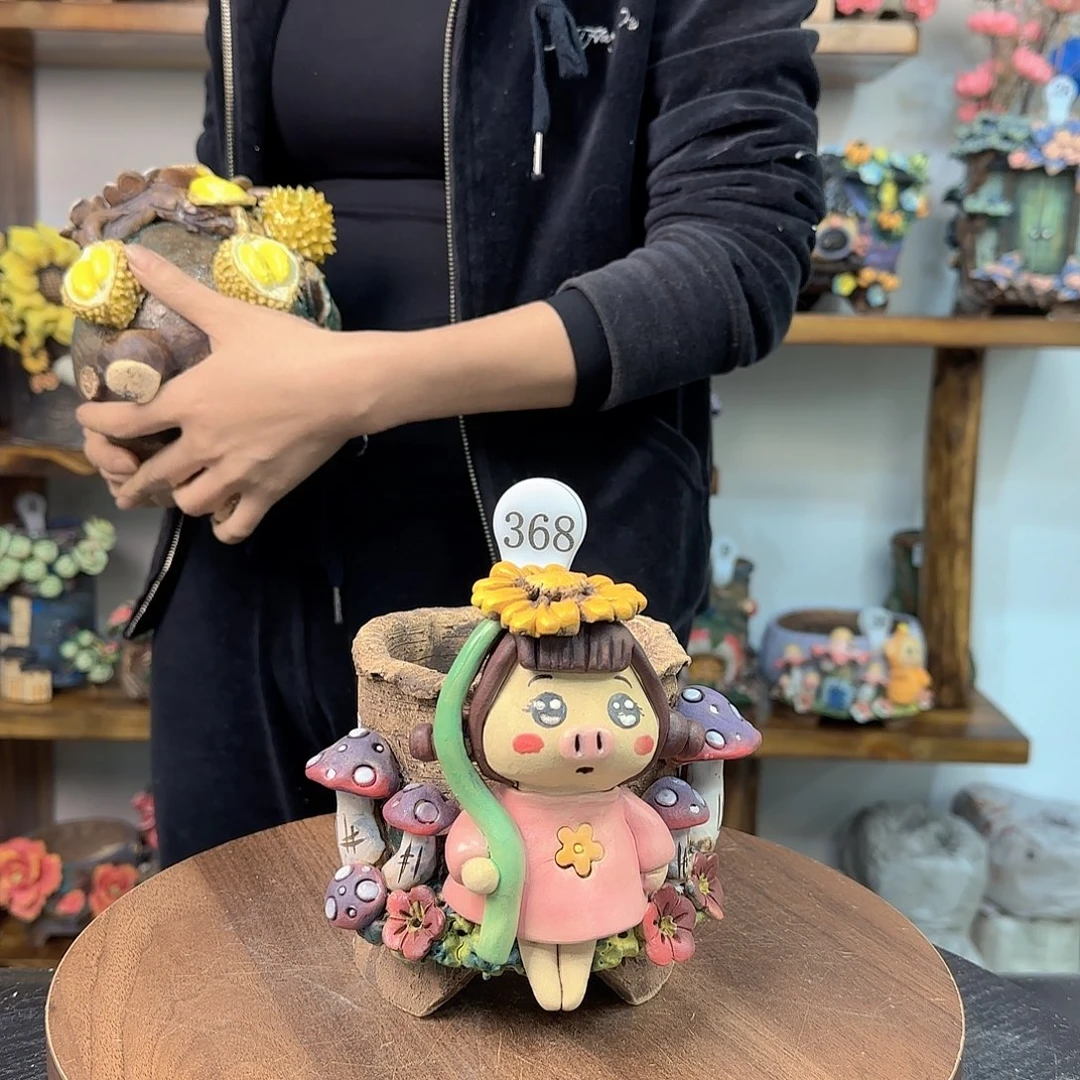 本默花器麦饭石手工花盆