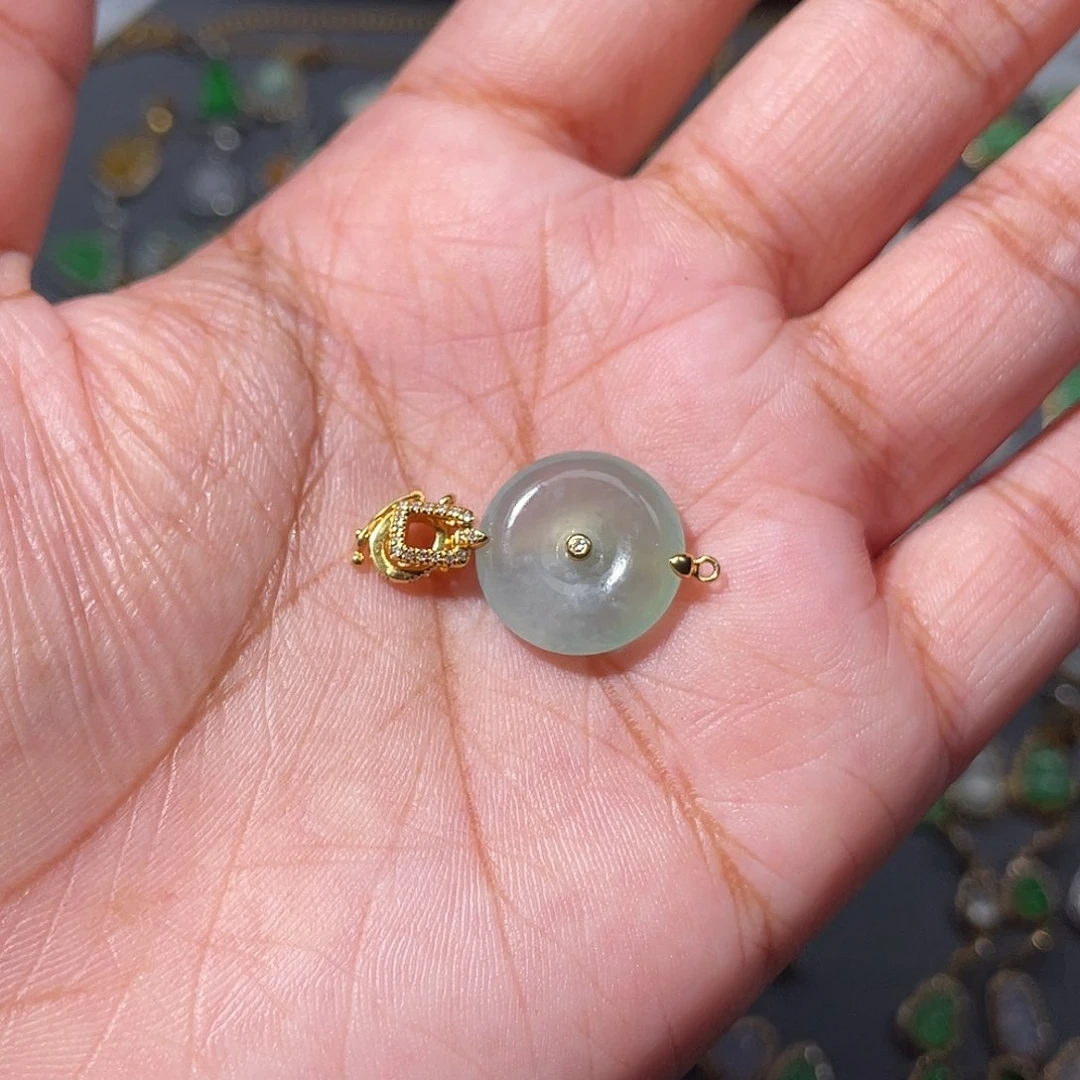 吊坠(不含链)18K金镶嵌翡翠