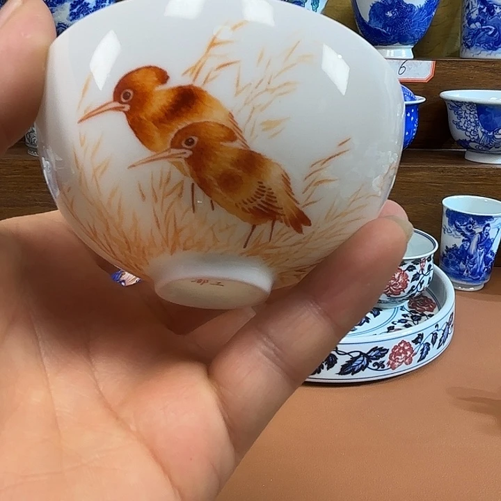 釉上主人杯手工手绘