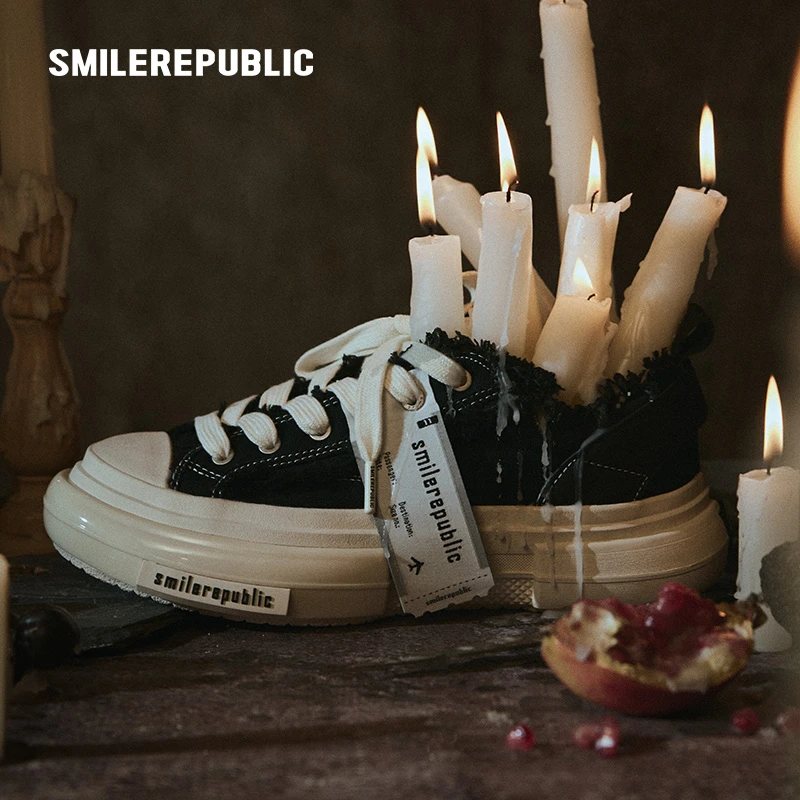【徐艺洋同款】SMLIEREPUBLIC70S经典黑色/白色低帮阔腿裤必备鞋