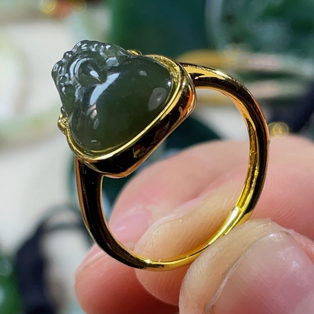 和田玉合金戒指开口戒