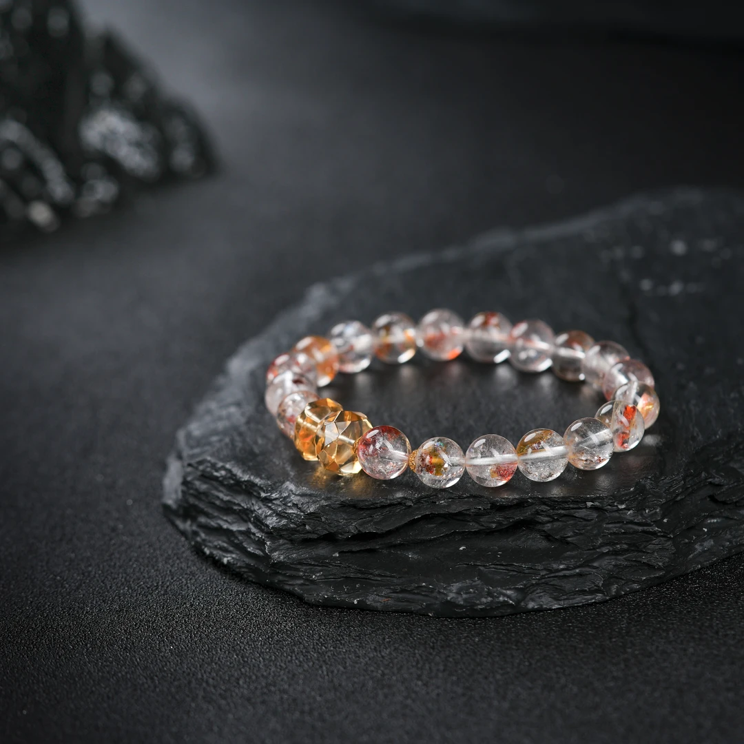 『博姐臻选』·悦韵丨水晶锦鲤胶花18K金精品手串约8mm*S6589
