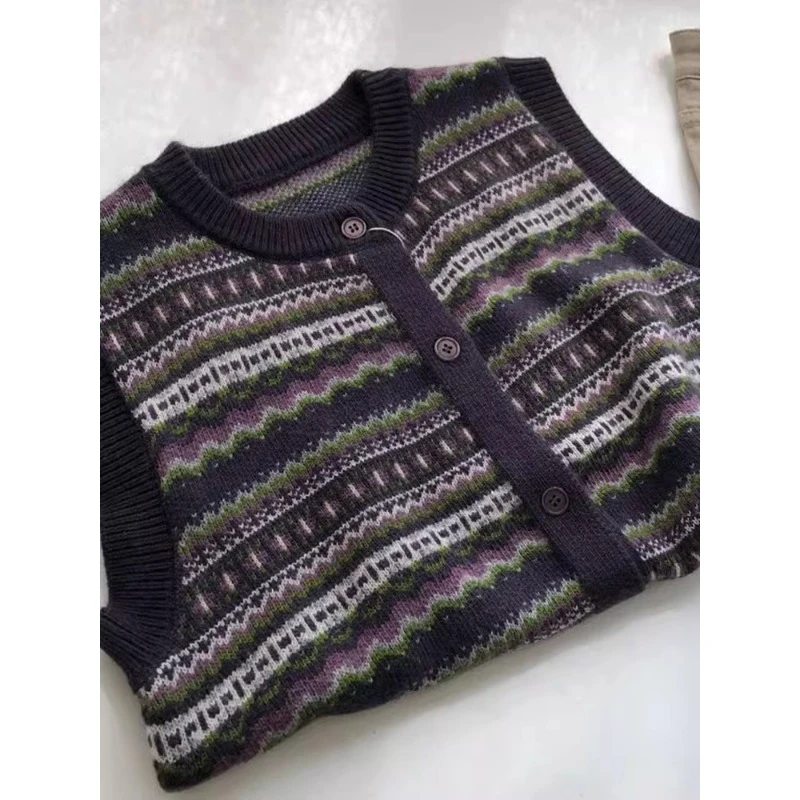 复古休闲新款圆领时尚针织马甲秋冬2025叠穿背心无袖减龄上衣女