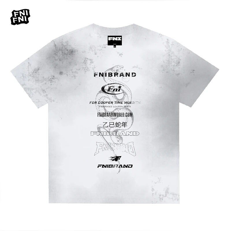 FNI黑标（乙已蛇年）科技功能面料泥染纯棉t恤男女同款做旧运动短袖