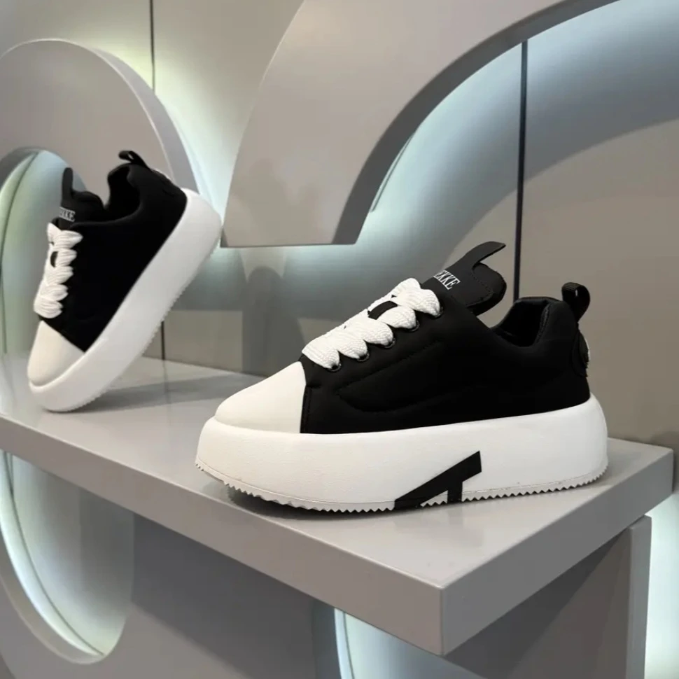 面包板鞋时尚百搭休闲板鞋男低帮厚底增高小白鞋男款休闲鞋老爹鞋