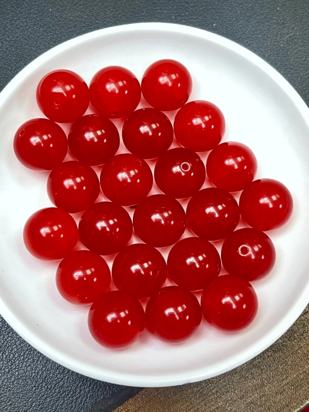 天然珠宝玉石散珠 南红鸽血红Q311  14MM  7颗（赠弹力绳）