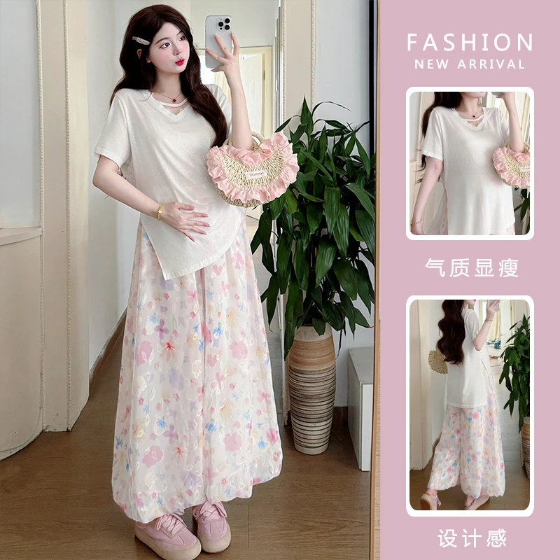 【樱花少女】孕妇装2025新款碎花阔腿裤韩版甜美显高显瘦气质小清新