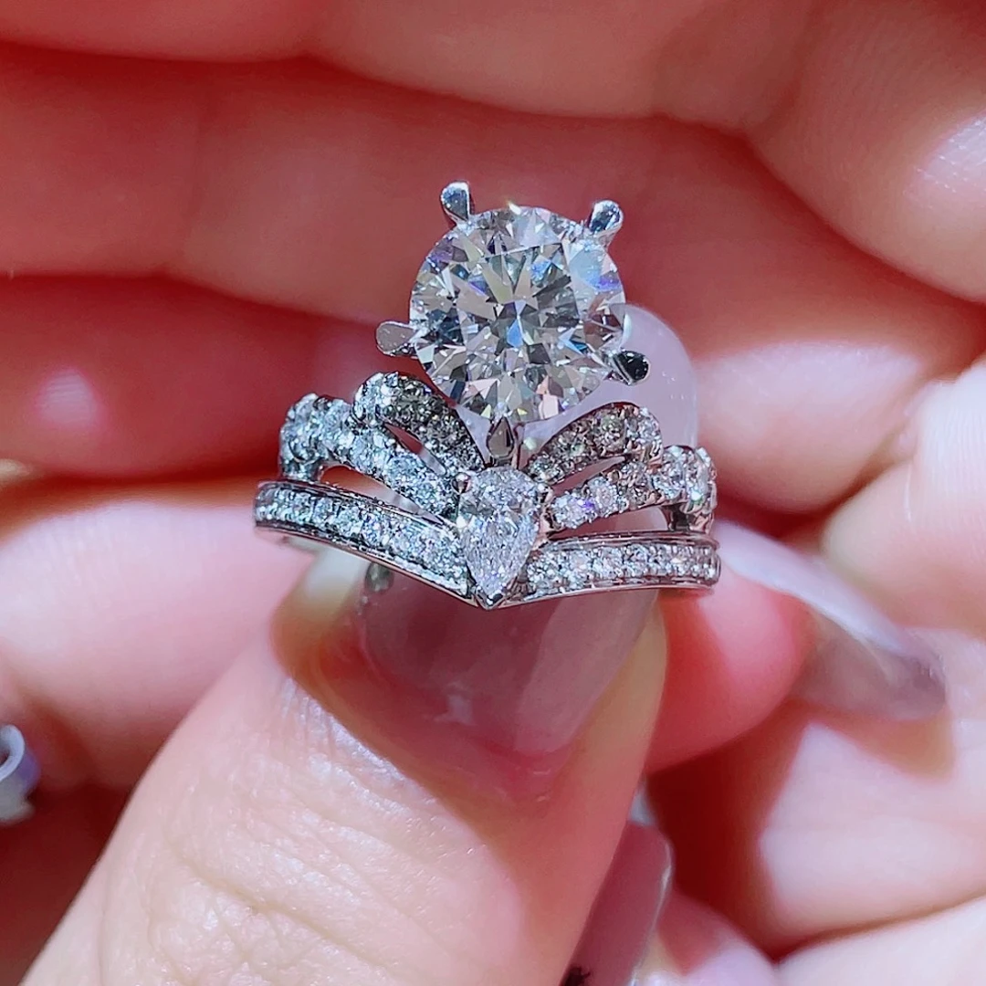 铂Pt950镶嵌实验室培育钻石2ct 初旭戒指 14号