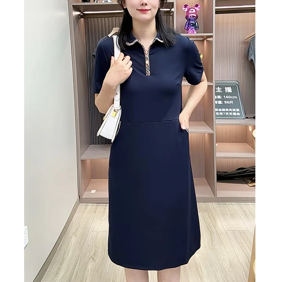 小香风减龄polo领连衣裙女欧若风洋气百搭宽松显瘦