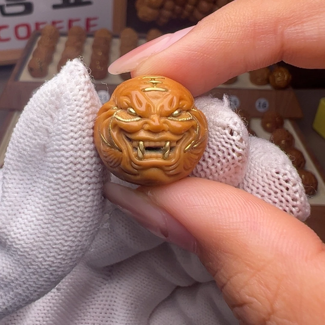 把件猴头核桃镶嵌款虎王全品有正常封口线