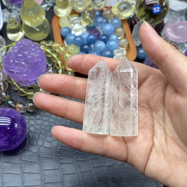 石材天然白水晶柱