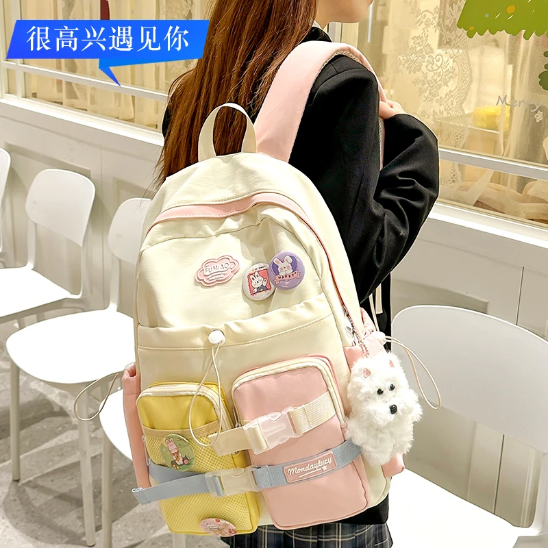 书包ins高颜值学生专用12-18岁女生小学生3-6年级背包多兜双肩包