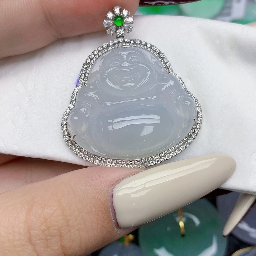 翡翠18K金镶嵌颈饰天然缅甸翡翠a货百元以上9元证书费自理