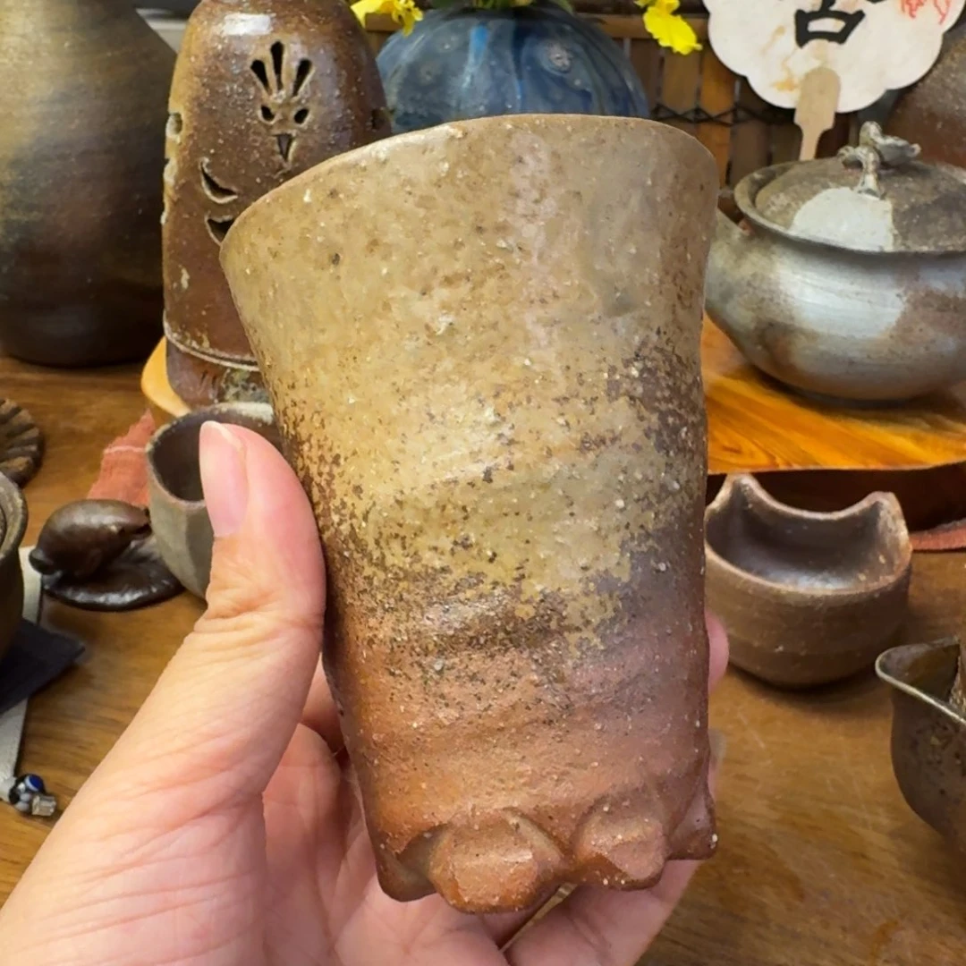 青***墨末石都备前烧汤吞福利一口价