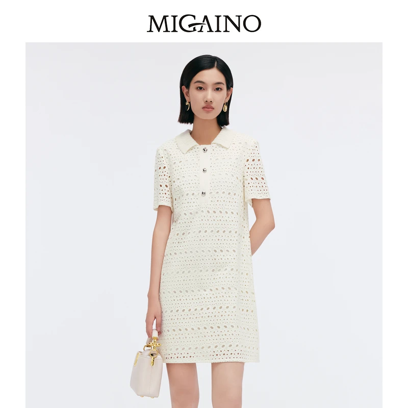 Migaino/曼娅奴【商场同款】女装2025新款镂空纯棉连衣裙MP12DA042