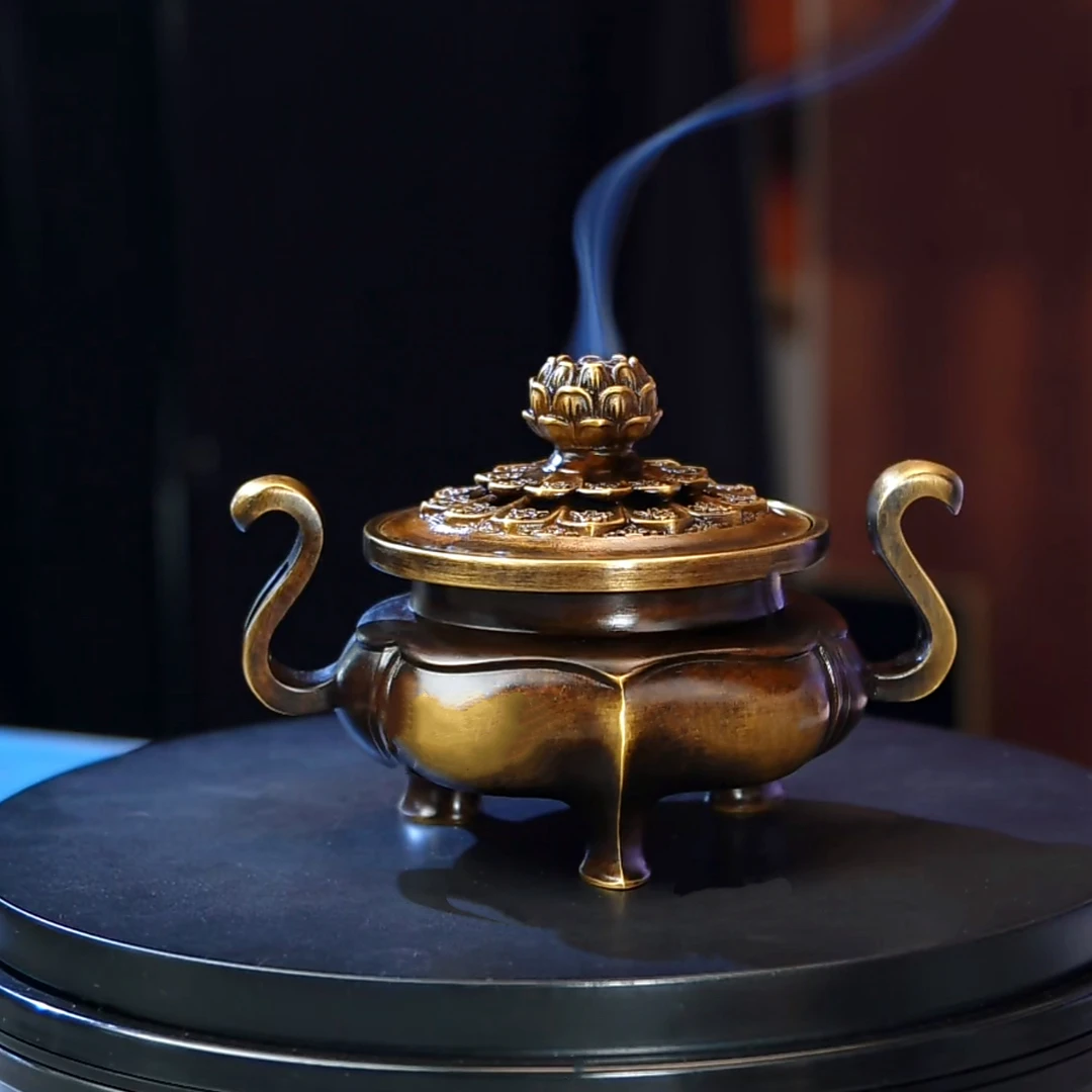 多坤  王明古烧斑莲花钮海棠香盘复古怀旧