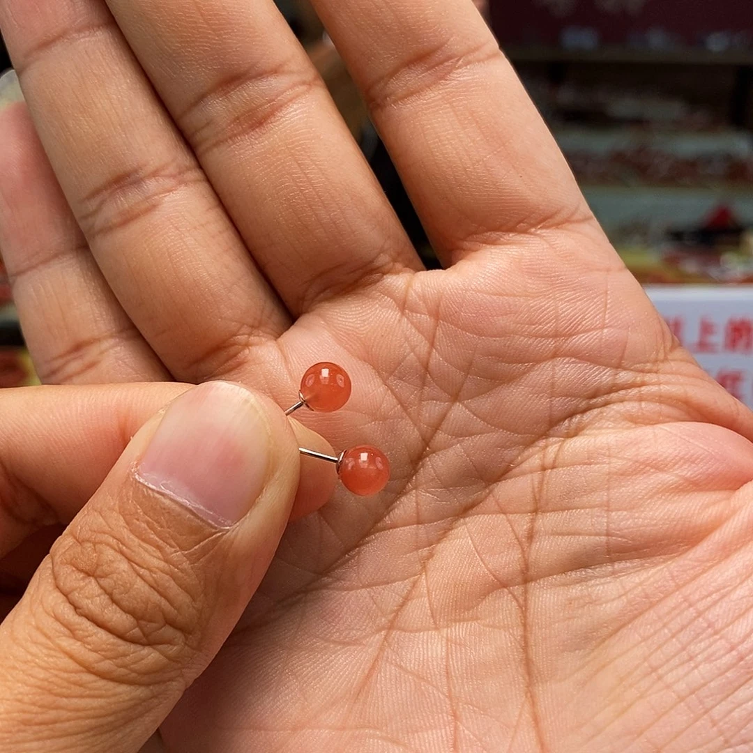 南红玛瑙南红耳钉多样性发一合金