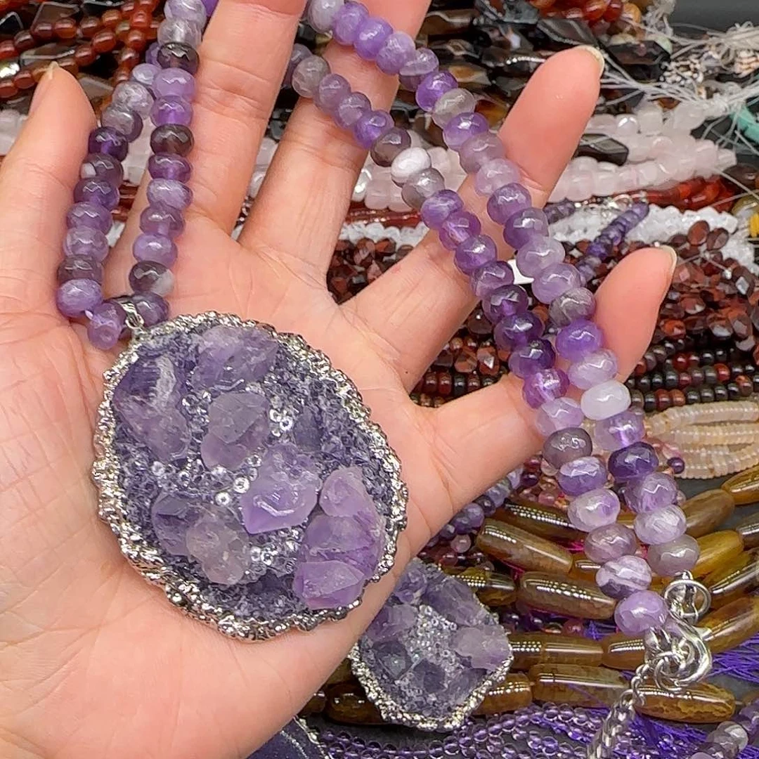 玛瑙/玉髓合金珠宝半成品紫水晶项链一条