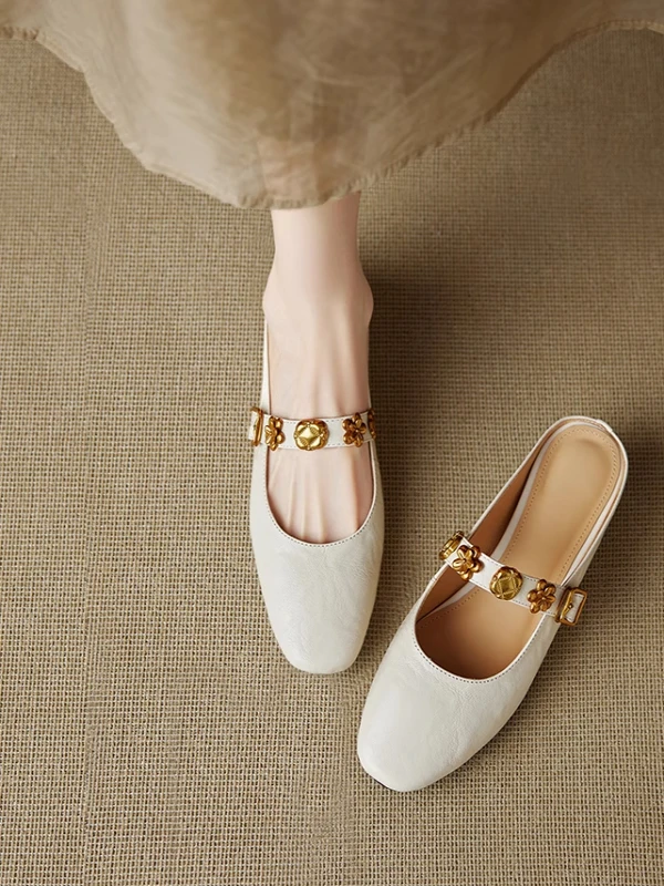 低跟内增高法式粗跟拖鞋包头拖包头夏季复古法式百搭