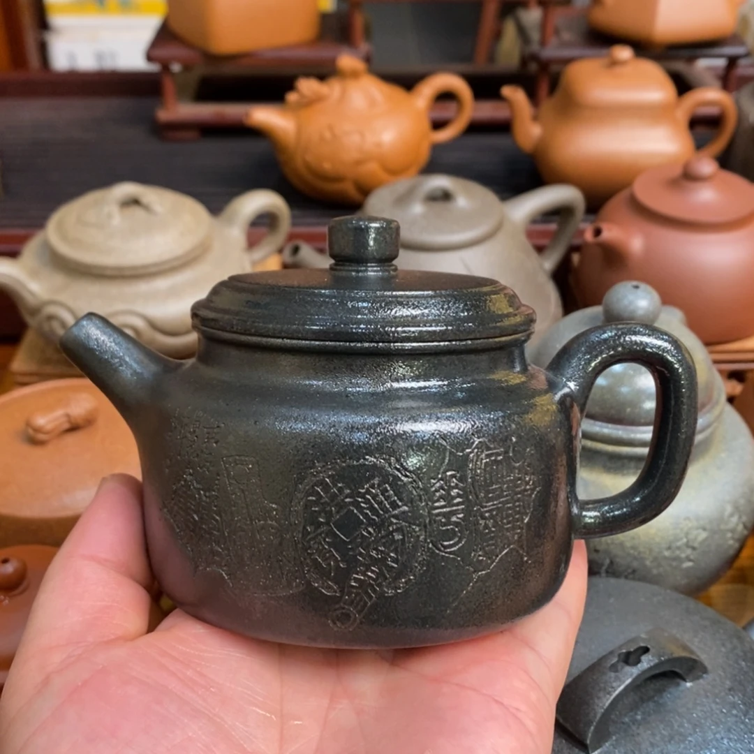 茶壶紫砂紫砂壶天青朱泥材烧