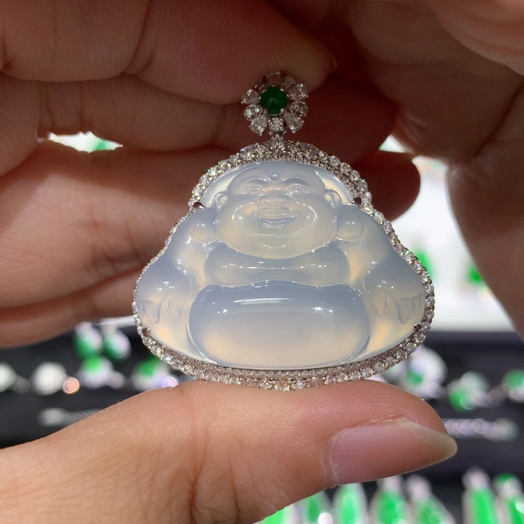 翡翠18K金镶嵌吊坠(不含链)吊坠