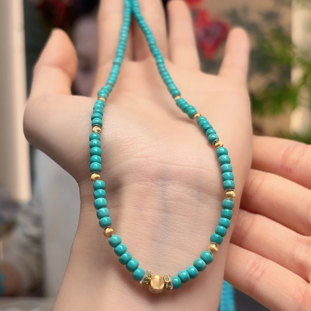 绿松石18K金镶嵌颈饰