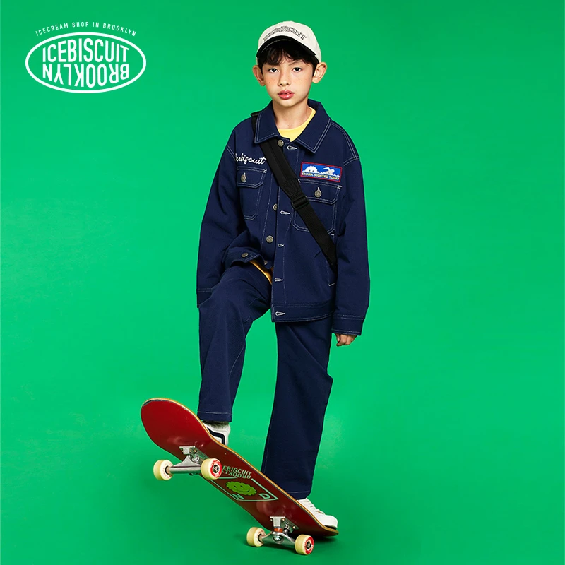 ICEBISCUIT海岛系列春季新款牛仔夹克外套美式休闲套装直筒牛仔裤