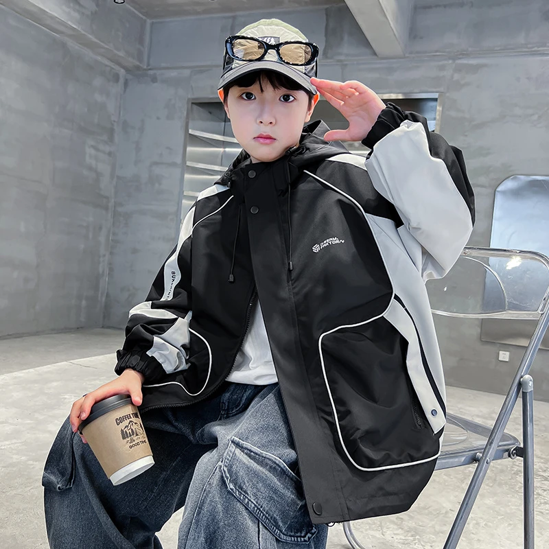 男童大码风衣外套秋季中大童时尚帅气韩版炸街儿童上衣男孩青少年